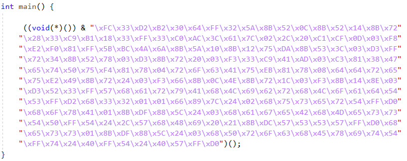 Shellcode - Program with hexadecimal numbers